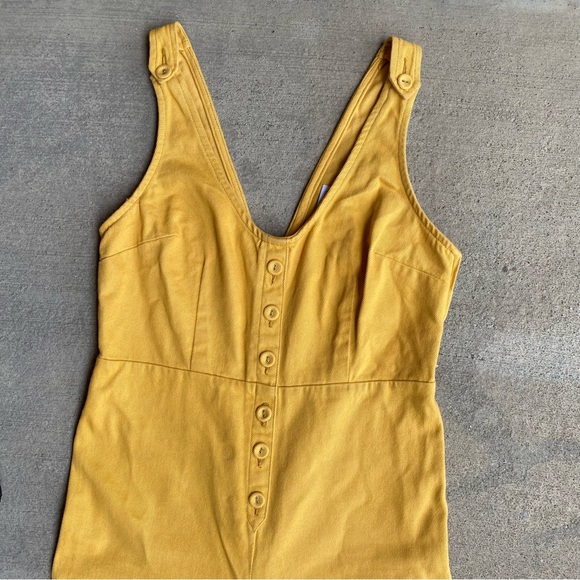 Urban Outfitters Mustard Denim Wide Leg Jumpsuit / Overalls Size Medium - Picture 5 of 12